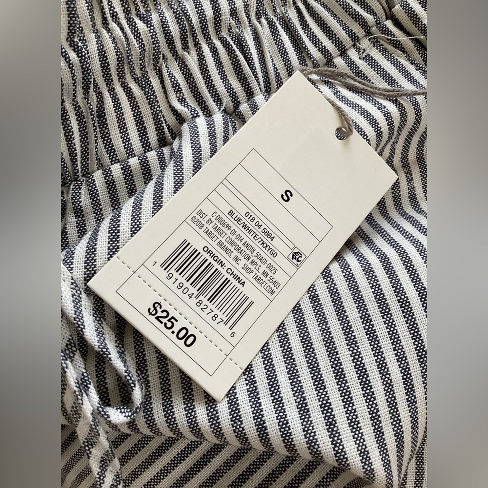 NWT A New Day cropped striped linen blend tapered pants size small - Picture 3 of 5